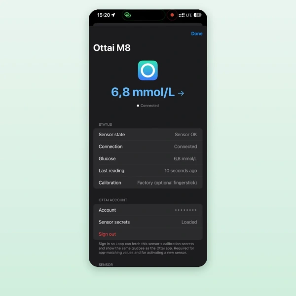 Loop Ultra: сенсор Ottai M8 напрямую по Bluetooth