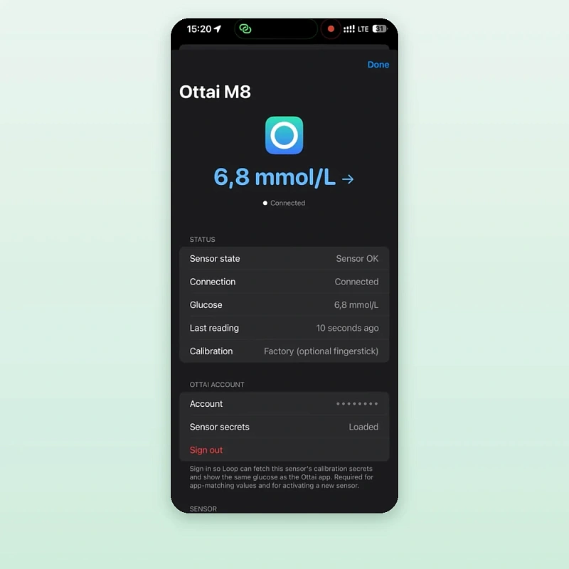 Loop Ultra: сенсор Ottai M8 напрямую по Bluetooth